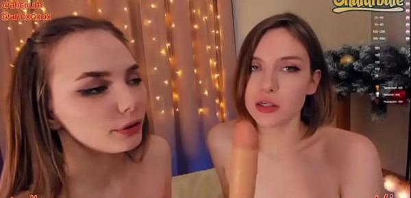  Anika and Alice Sloppy Ahegao Blowjob and more
